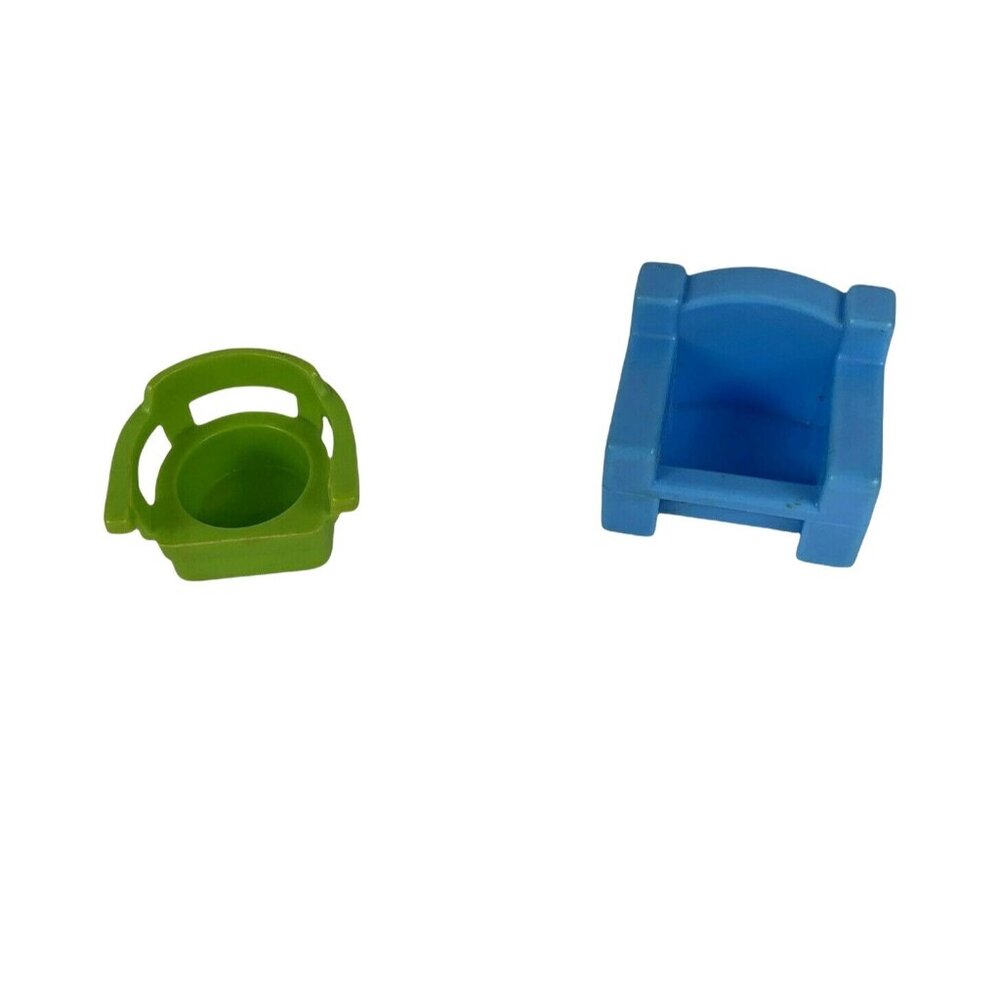 Vintage Fisher Price Little People Chairs Blue Green Lot of 2 Replacement Parts